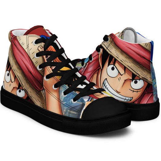 DARTFYT® One Piece | Monkey D. Luffy — Sneakers Femme Collector — Vue de côté | Streetwear Premium Collection One Piece
