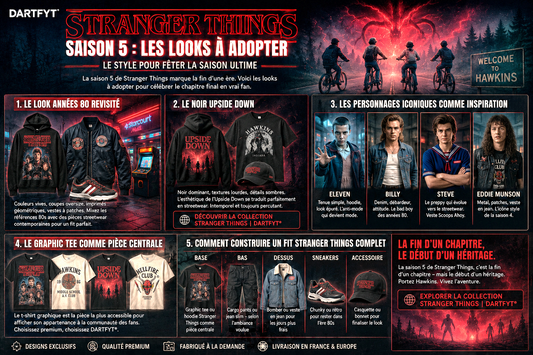 Looks Stranger Things Saison 5 – Streetwear fan merch DARTFYT® inspiré de la série Netflix