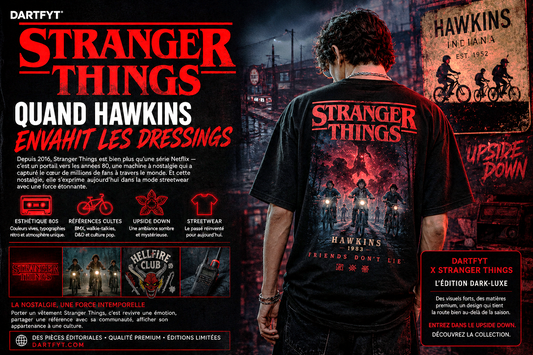 Mode Stranger Things et nostalgie 80s – Streetwear fan merch DARTFYT® inspiré de Hawkins