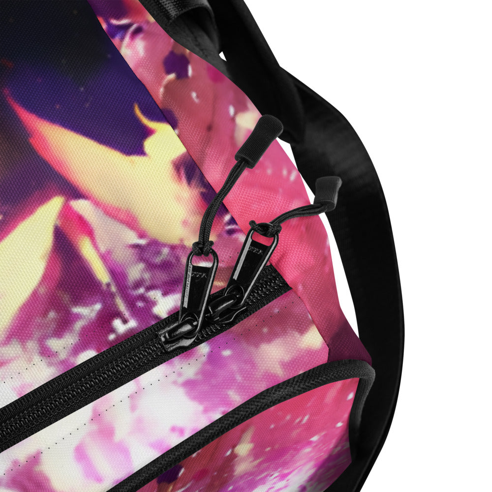 Bolsa de viagem streetwear Michael Jackson com estampa neon rosa e roxa, design vintage manga 2026 França homem.