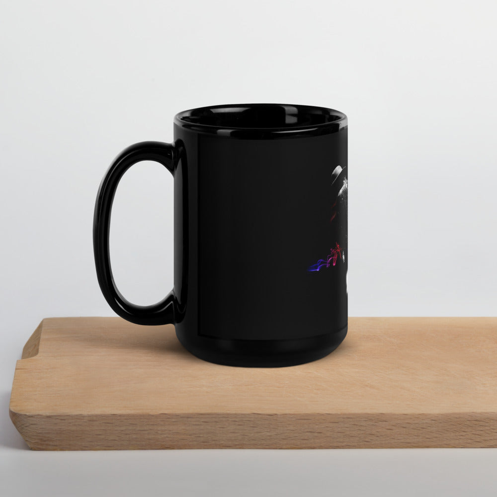 Caneca preta de cerâmica King of Pop com design Michael Jackson estilo streetwear e manga, edição colecionador.