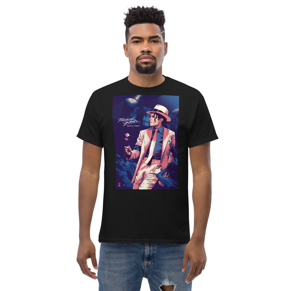 Camiseta preta streetwear homme com estampa vintage Michael Jackson Smooth Criminal estilo manga França 2026.
