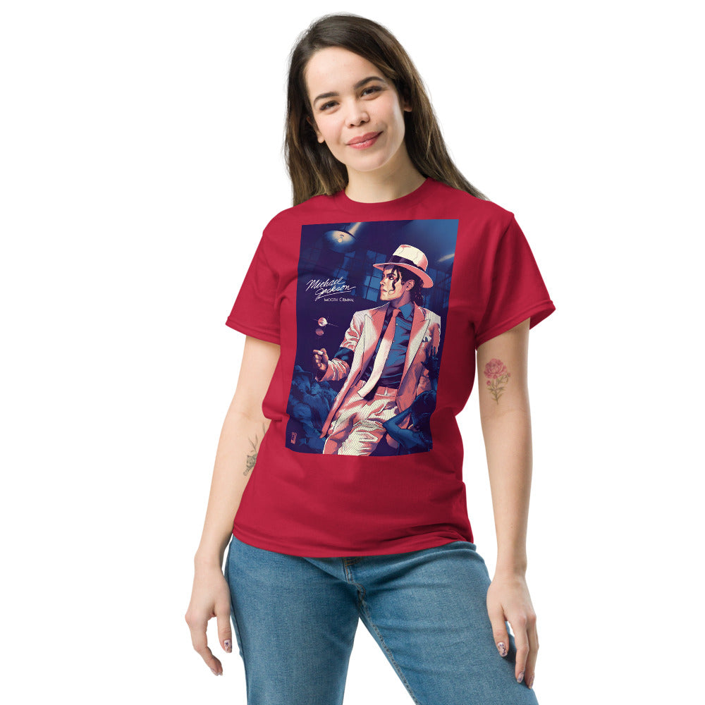 Camiseta streetwear vermelha com estampa vintage Michael Jackson Smooth Criminal, estilo manga France 2026, uomo.