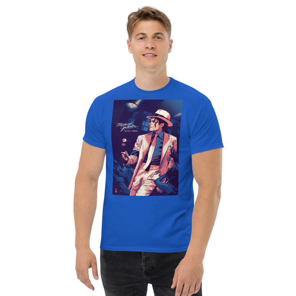 Camiseta streetwear azul royal com estampa vintage de Michael Jackson estilo anime, manga, homme França 2026.