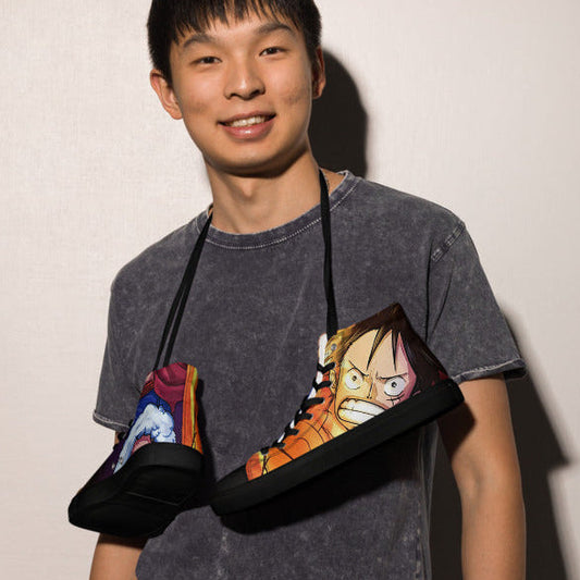 DARTFYT® One Piece | Luffy Fyre — Sneakers High-Top Collector — Détail | Streetwear Premium Collection One Piece
