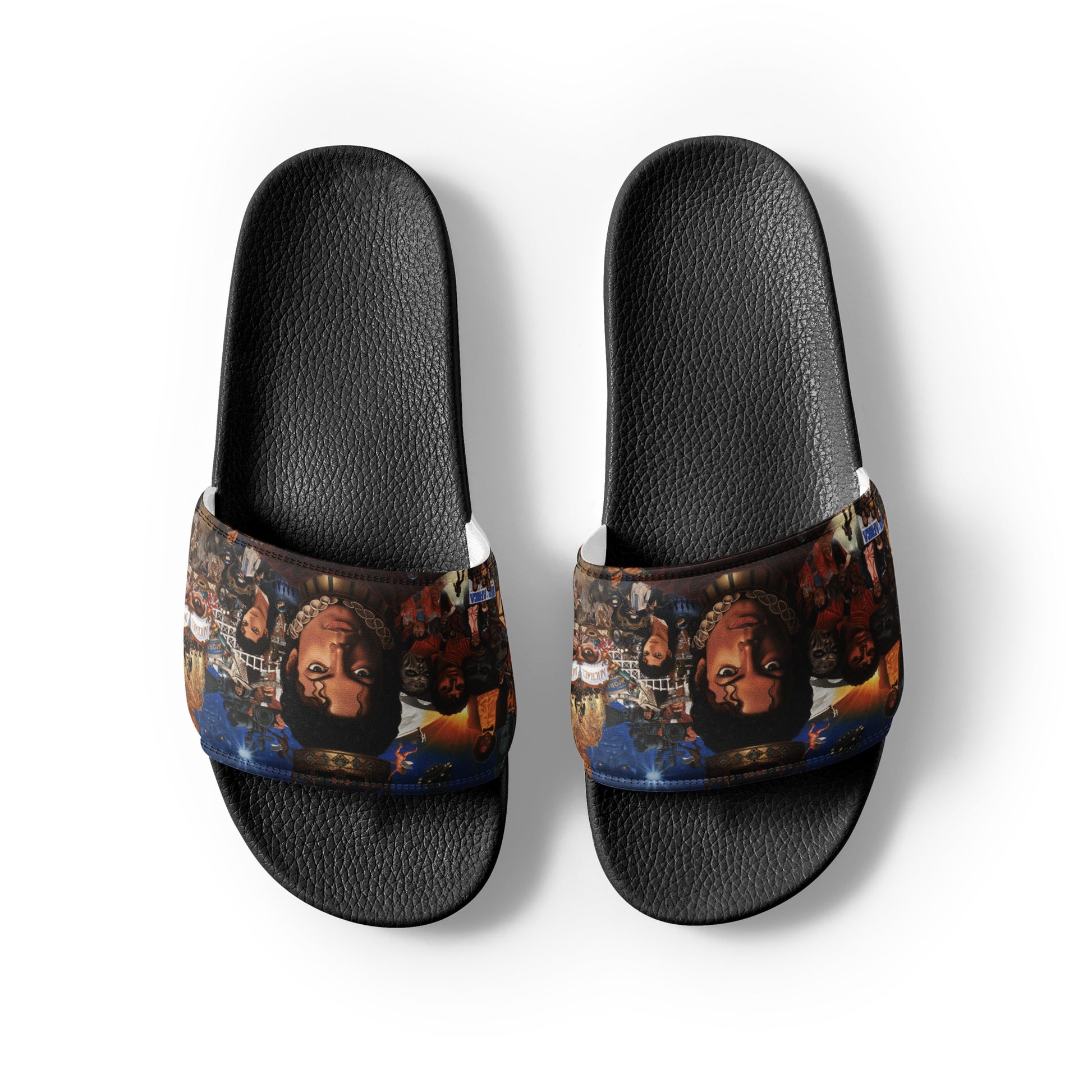 Slides Michael Jackson streetwear homme noir com estampa colorida estilo manga anime França 2026.