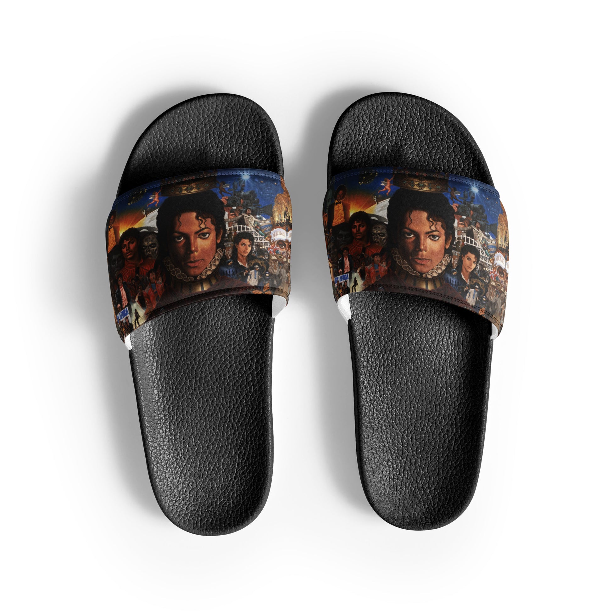 Chinelo preto streetwear homem com estampa vintage Michael Jackson anime manga França 2026.
