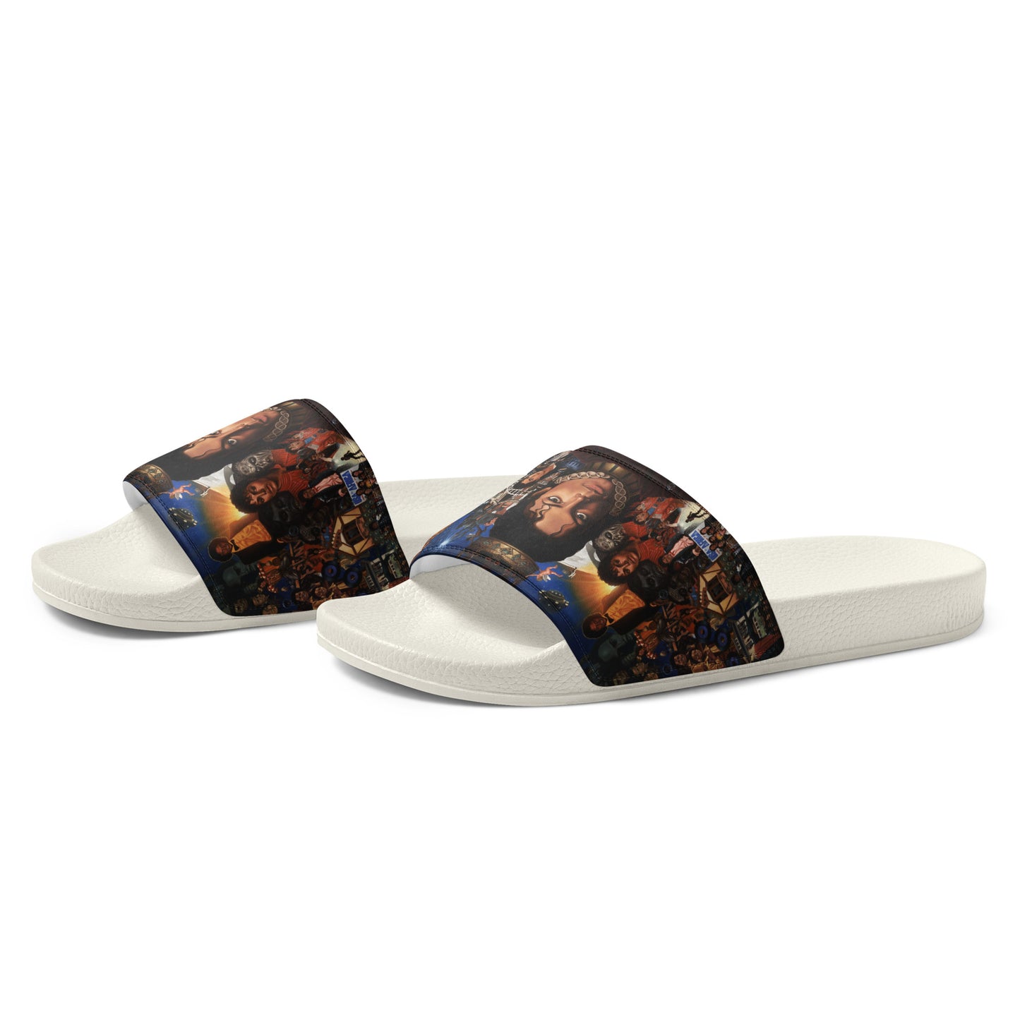 Chinelo streetwear branco com estampa collage vintage Michael Jackson, estilo manga anime France homem 2026.