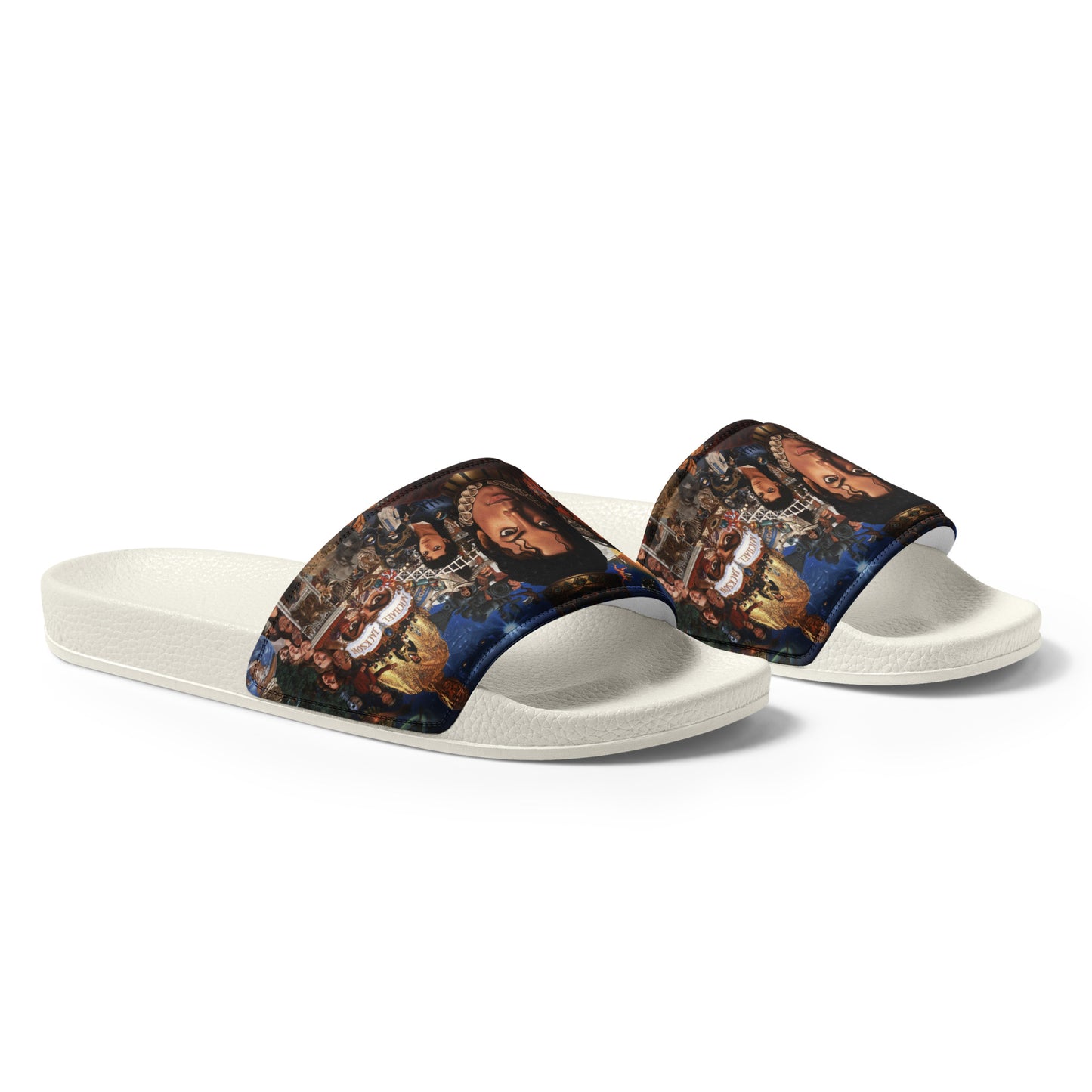 Chinelo streetwear branco com estampa colorida estilo manga anime Michael Jackson para homem 2026 França.