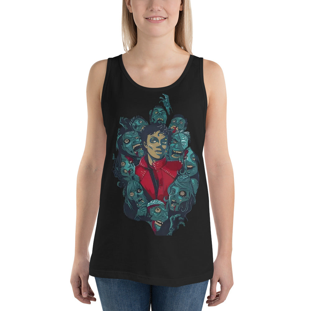 Regata preta oversized com estampa gráfica estilo anime de Michael Jackson Thriller, streetwear homem França 2026.