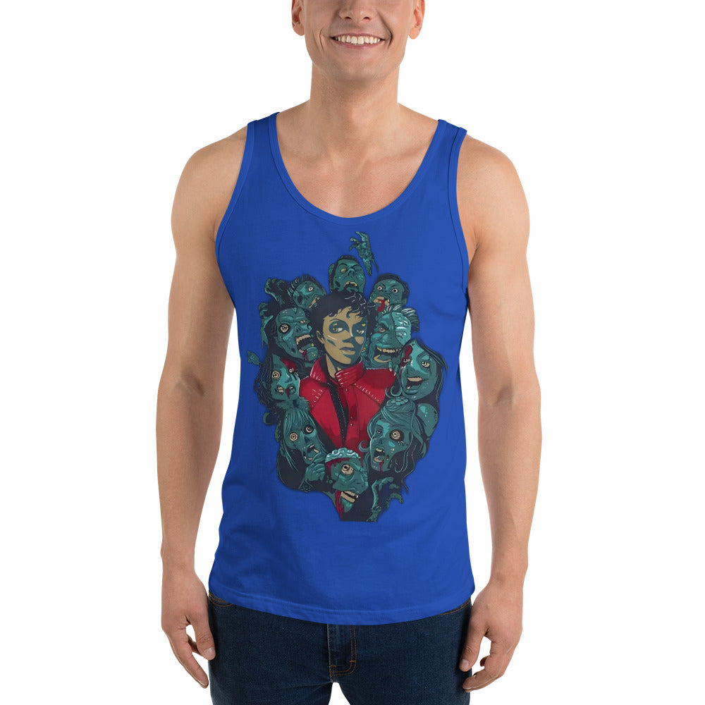Regata azul royal masculina com estampa gráfica do Michael Jackson Thriller em estilo streetwear anime 2026 França.