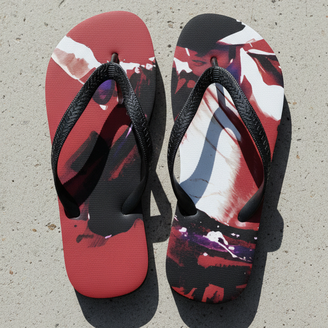 RED KING Flip Flops — Concrete Daylight Flat Lay DARTFYT®