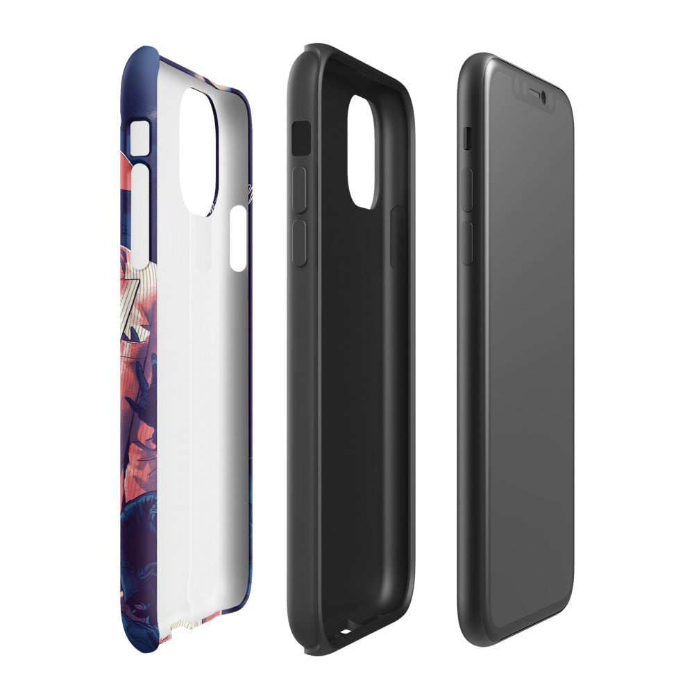 Capa para iPhone com borda azul e traseira preta fosca, design suave e estilo streetwear homme 2026.