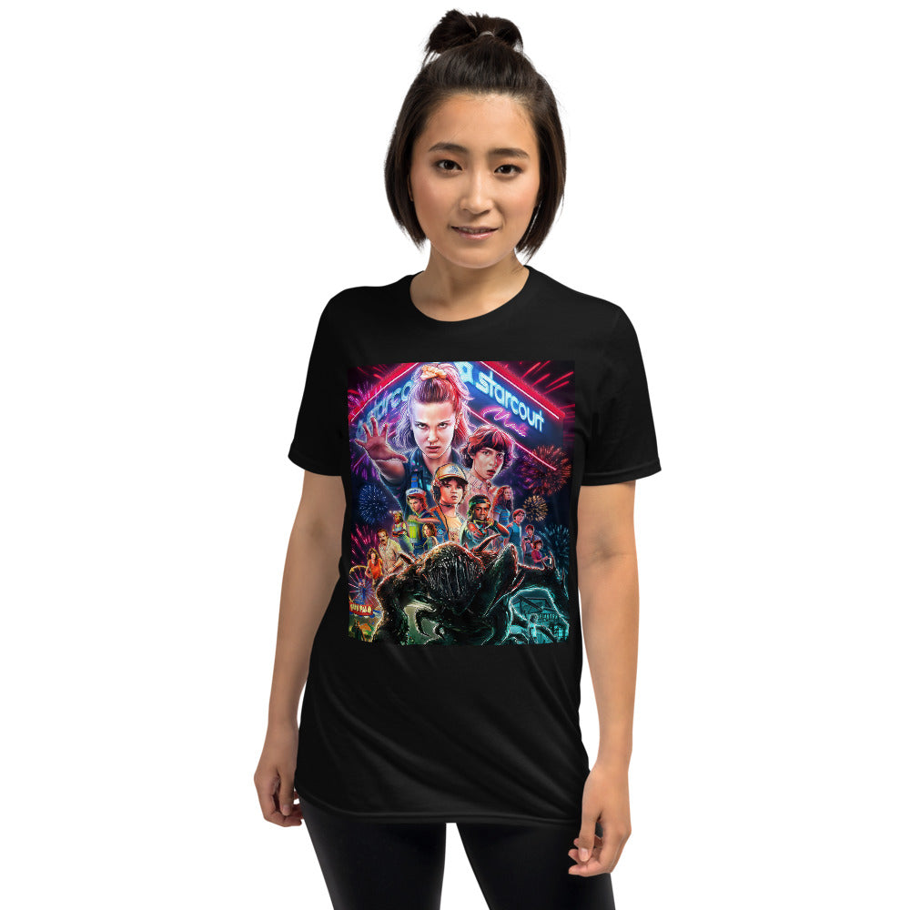 "T-shirt unisexe Stranger Things Poster Hawkins – fan merch série Netflix"