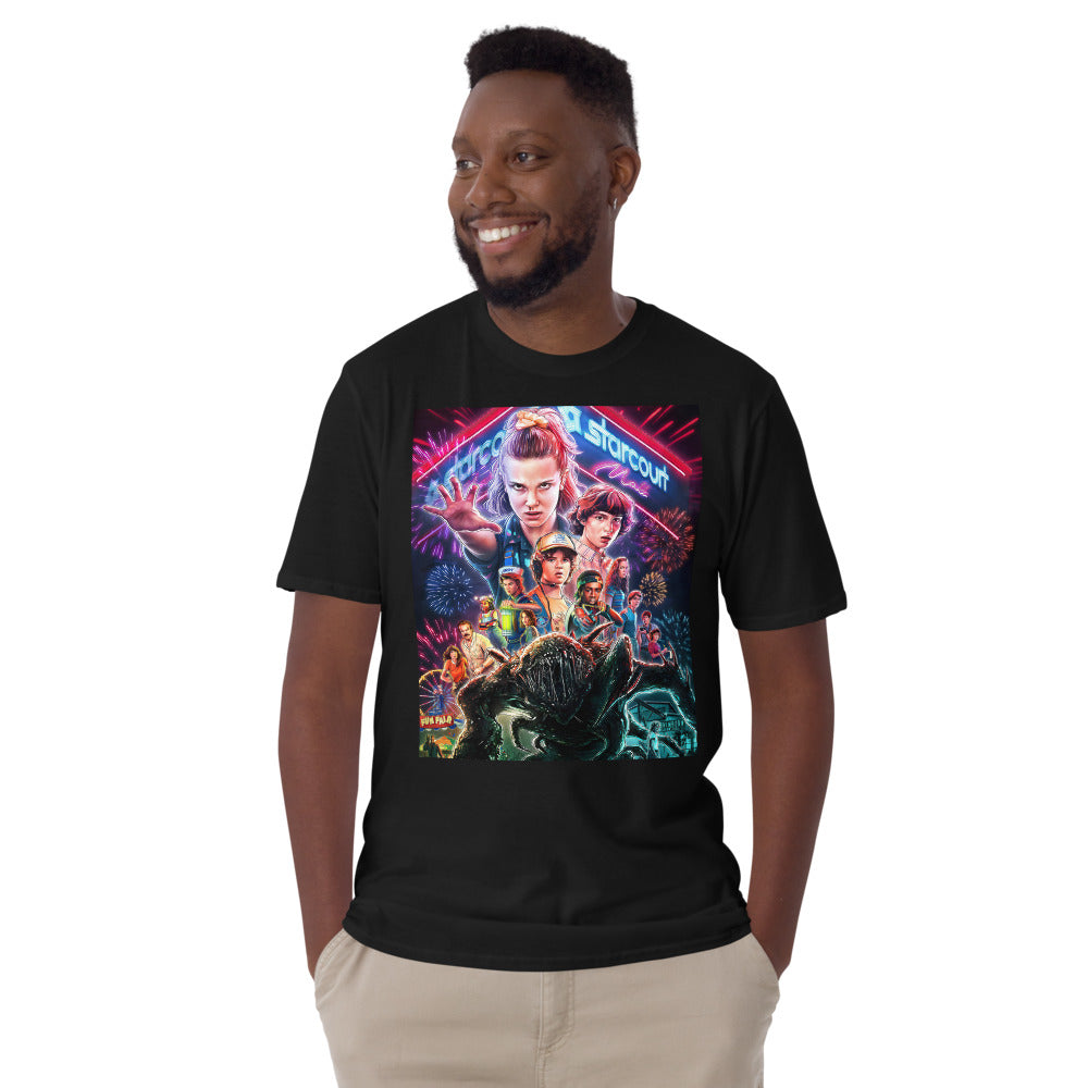 "T-shirt unisexe Stranger Things Poster Hawkins – fan merch série Netflix"