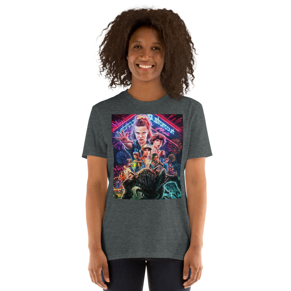 "T-shirt unisexe Stranger Things Poster Hawkins – fan merch série Netflix"