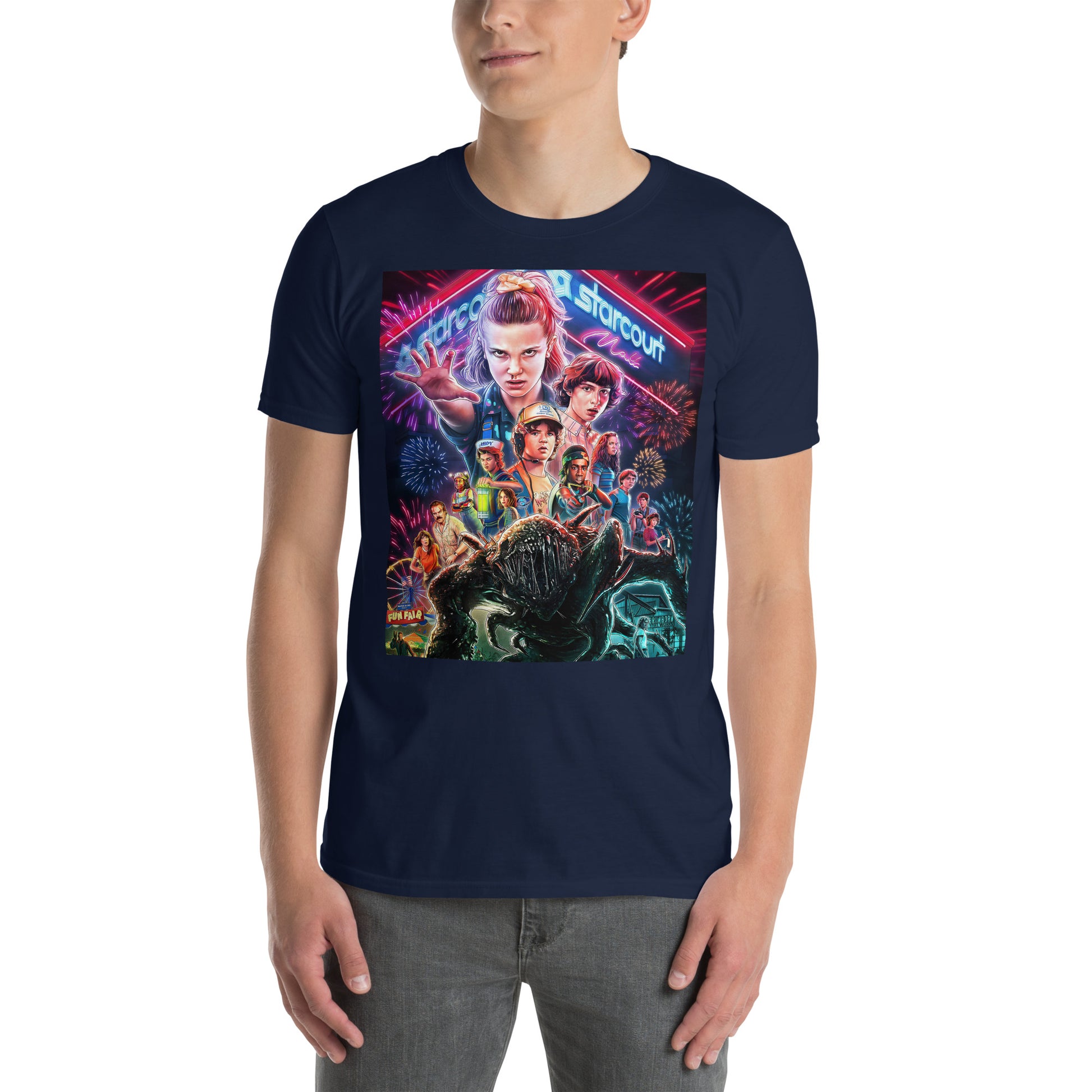 "T-shirt unisexe Stranger Things Poster Hawkins – fan merch série Netflix"