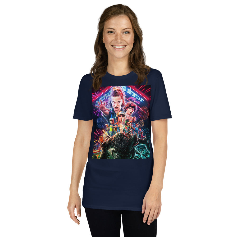 "T-shirt unisexe Stranger Things Poster Hawkins – fan merch série Netflix"