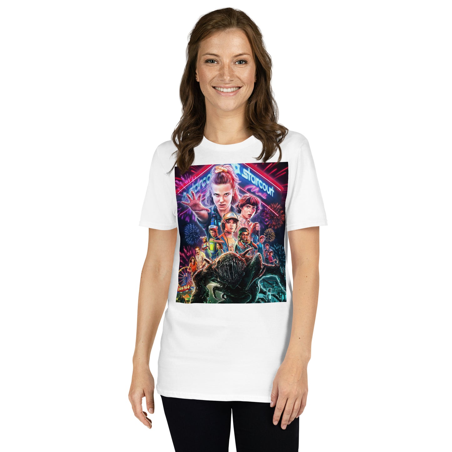 "T-shirt unisexe Stranger Things Poster Hawkins – fan merch série Netflix"