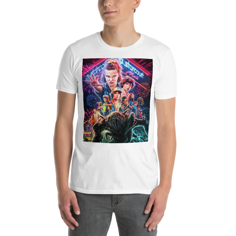 "T-shirt unisexe Stranger Things Poster Hawkins – fan merch série Netflix"