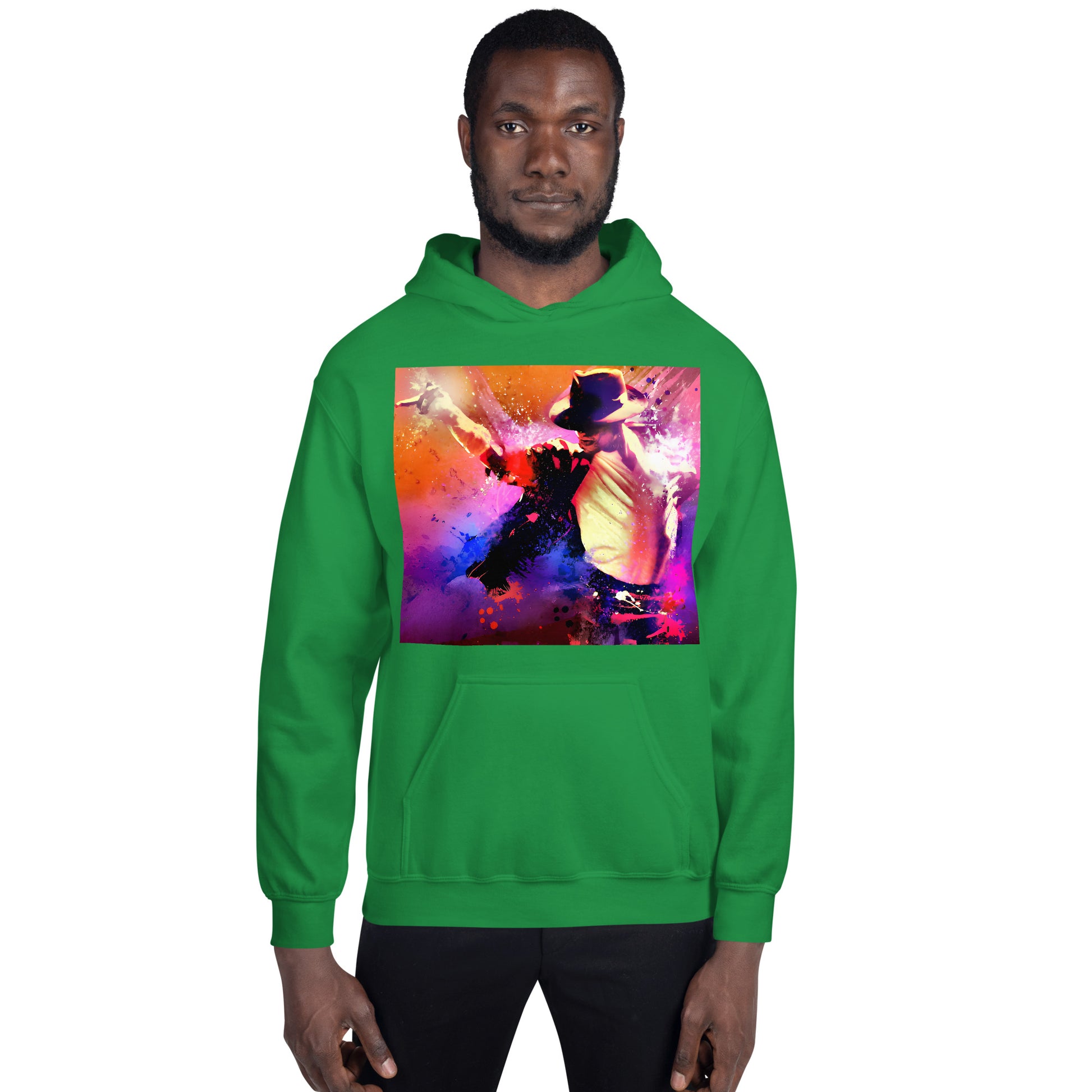 Moletom verde oversized com estampa colorida de Michael Jackson, estilo streetwear manga 2026 para homme na France.