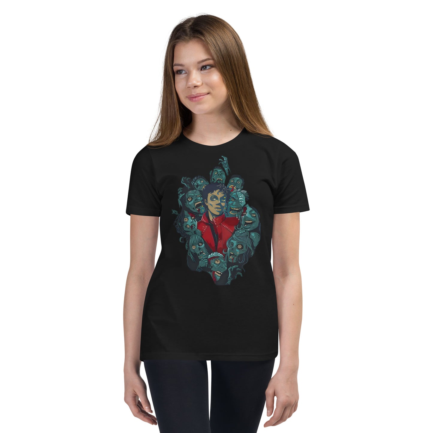 Camiseta preta streetwear kids com estampa gráfica vintage Michael Jackson Thriller estilo manga anime França 2026.